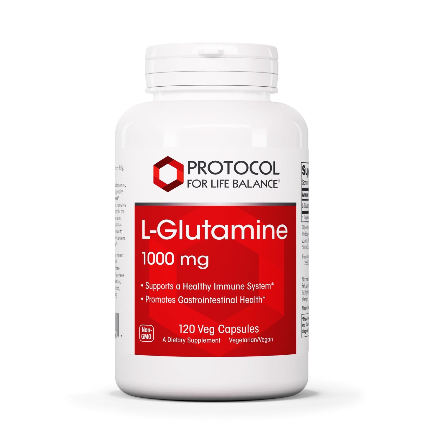 PROTOCOL FOR LIFE BALANCE L-Glutamine 1000mg - Gut Health & Immune Support - 120 Veg Caps