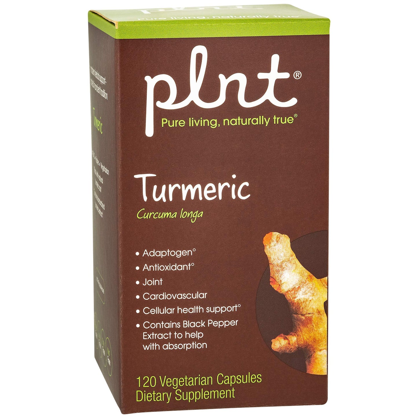 plnt Turmeric - Natural Non-GMO Turmeric Root for Joint Mobility & Antioxidant Support (120 Veg Capsules)