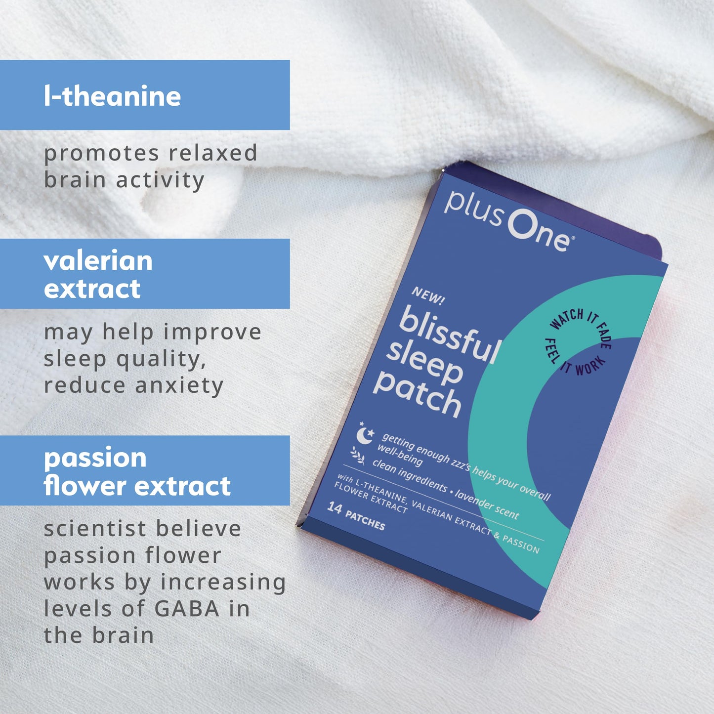 plusOne Blissful Sleep Patch – Magnesium & L-Theanine for Relaxation & Sleep