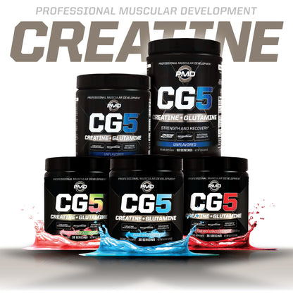 PMD Sports CG5 - Premium Creatine & L-Glutamine Powder for Maximum Strength, Recovery & Lean Muscle - Pre & Post Workout - Blue Raspberry (30 Serv)