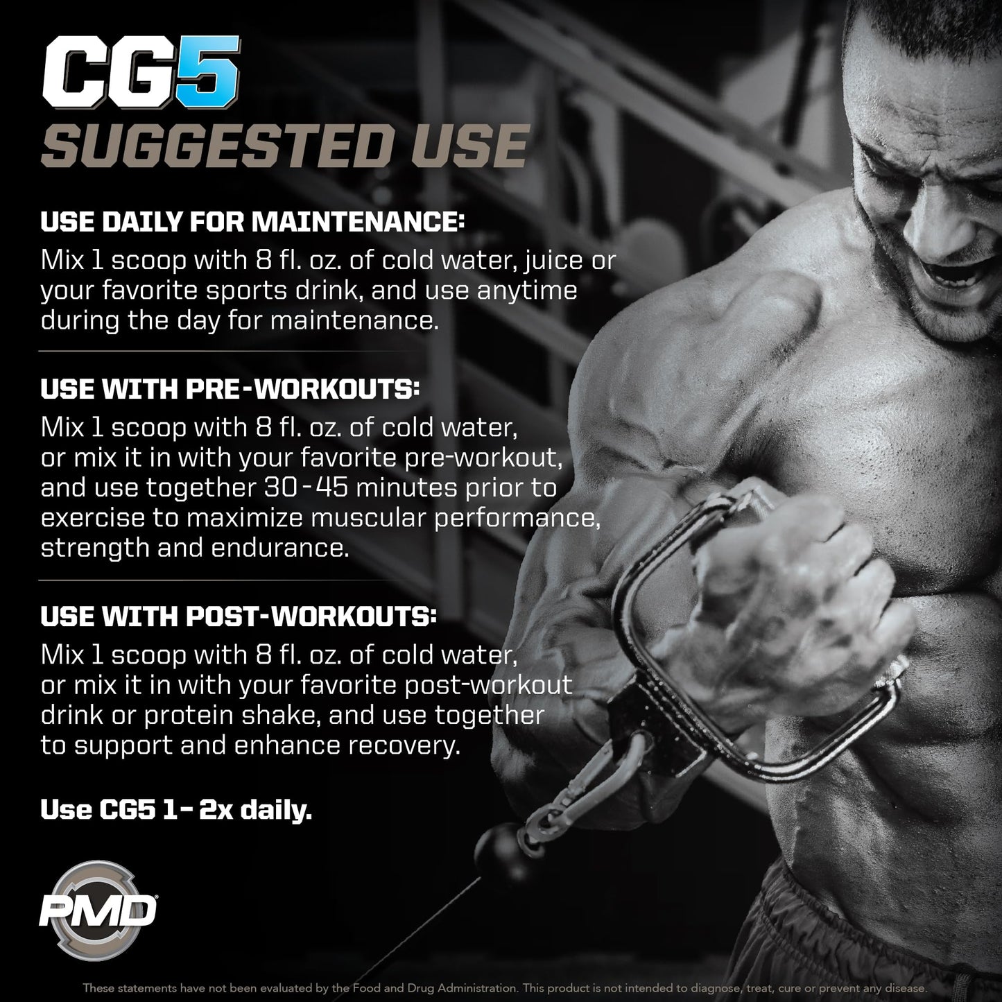 PMD Sports CG5 - Premium Creatine & L-Glutamine Powder for Maximum Strength, Recovery & Lean Muscle - Pre & Post Workout - Blue Raspberry (30 Serv)