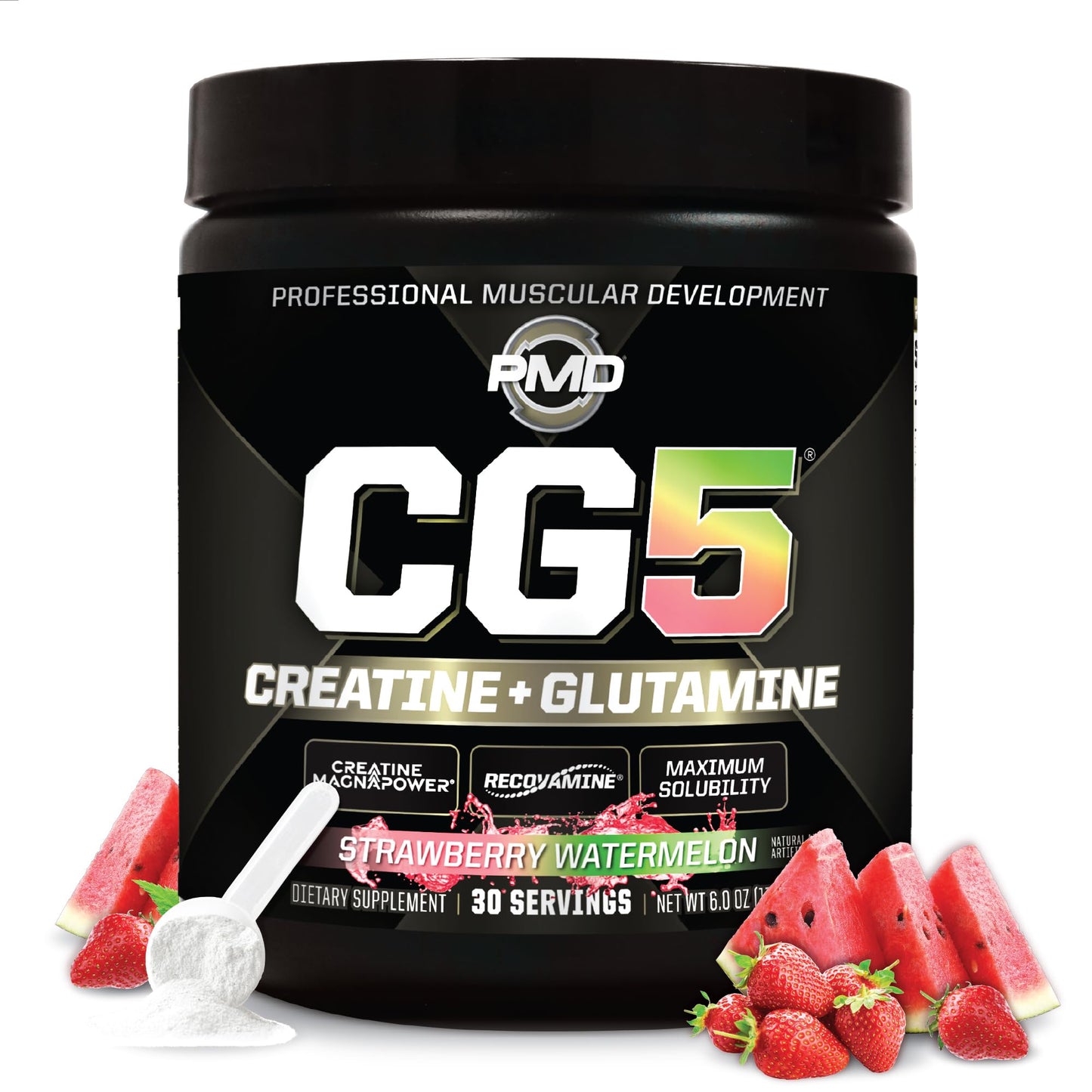PMD Sports CG5 Premium Creatine & L-Glutamine Powder – Power, Recovery, Lean Muscle (Strawberry Watermelon, 30 Servings)