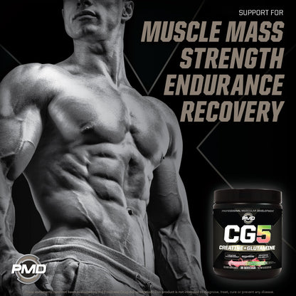PMD Sports CG5 Premium Creatine & L-Glutamine Powder – Power, Recovery, Lean Muscle (Strawberry Watermelon, 30 Servings)