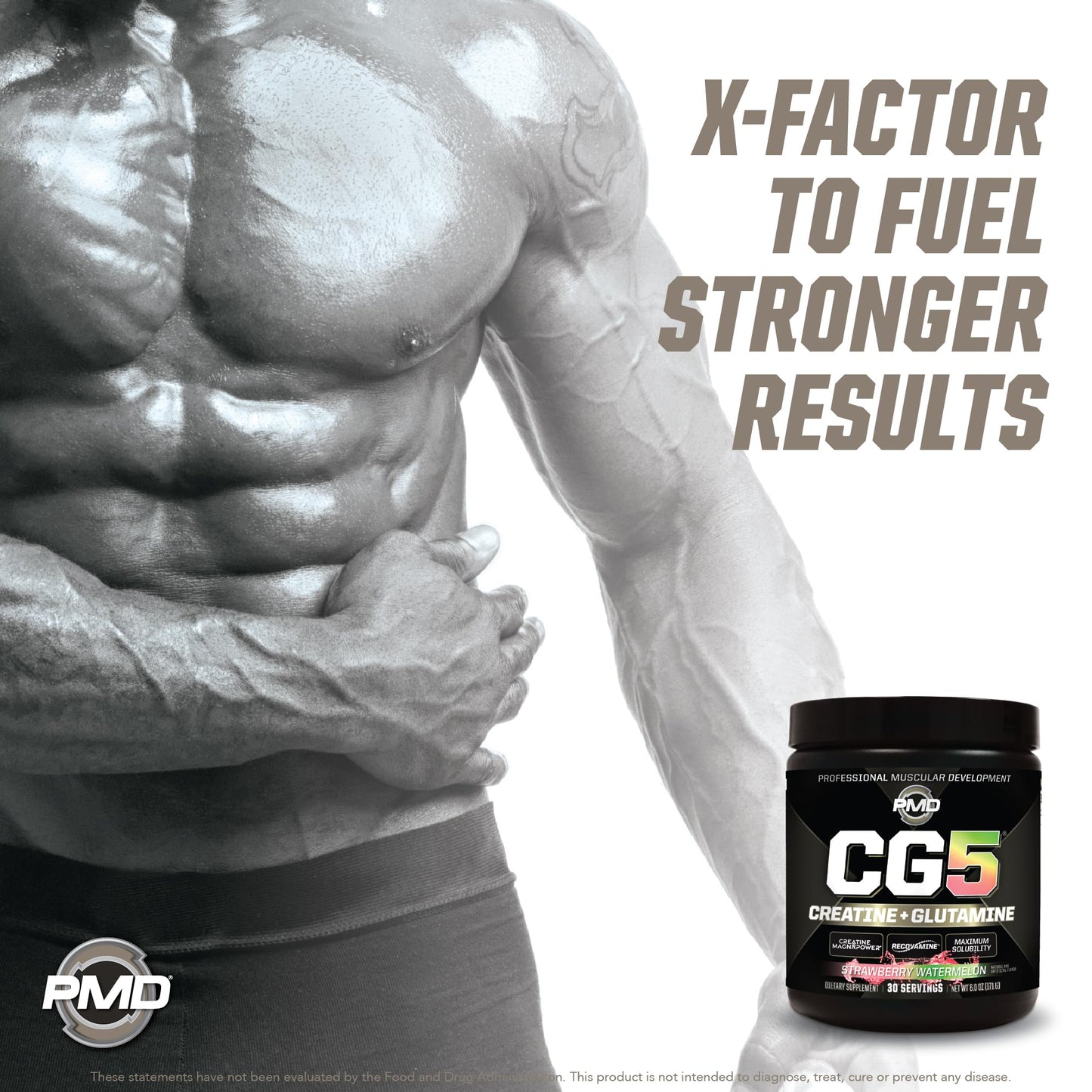 PMD Sports CG5 Premium Creatine & L-Glutamine Powder – Power, Recovery, Lean Muscle (Strawberry Watermelon, 30 Servings)