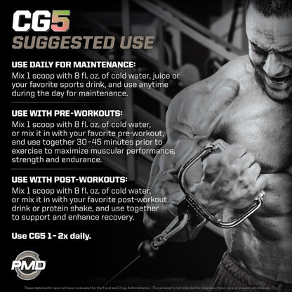 PMD Sports CG5 Premium Creatine & L-Glutamine Powder – Power, Recovery, Lean Muscle (Strawberry Watermelon, 30 Servings)