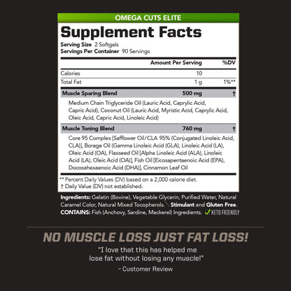 PMD Omega Cuts Elite – Fat Loss & Muscle Definition Formula (180 Softgels) – Stimulant Free