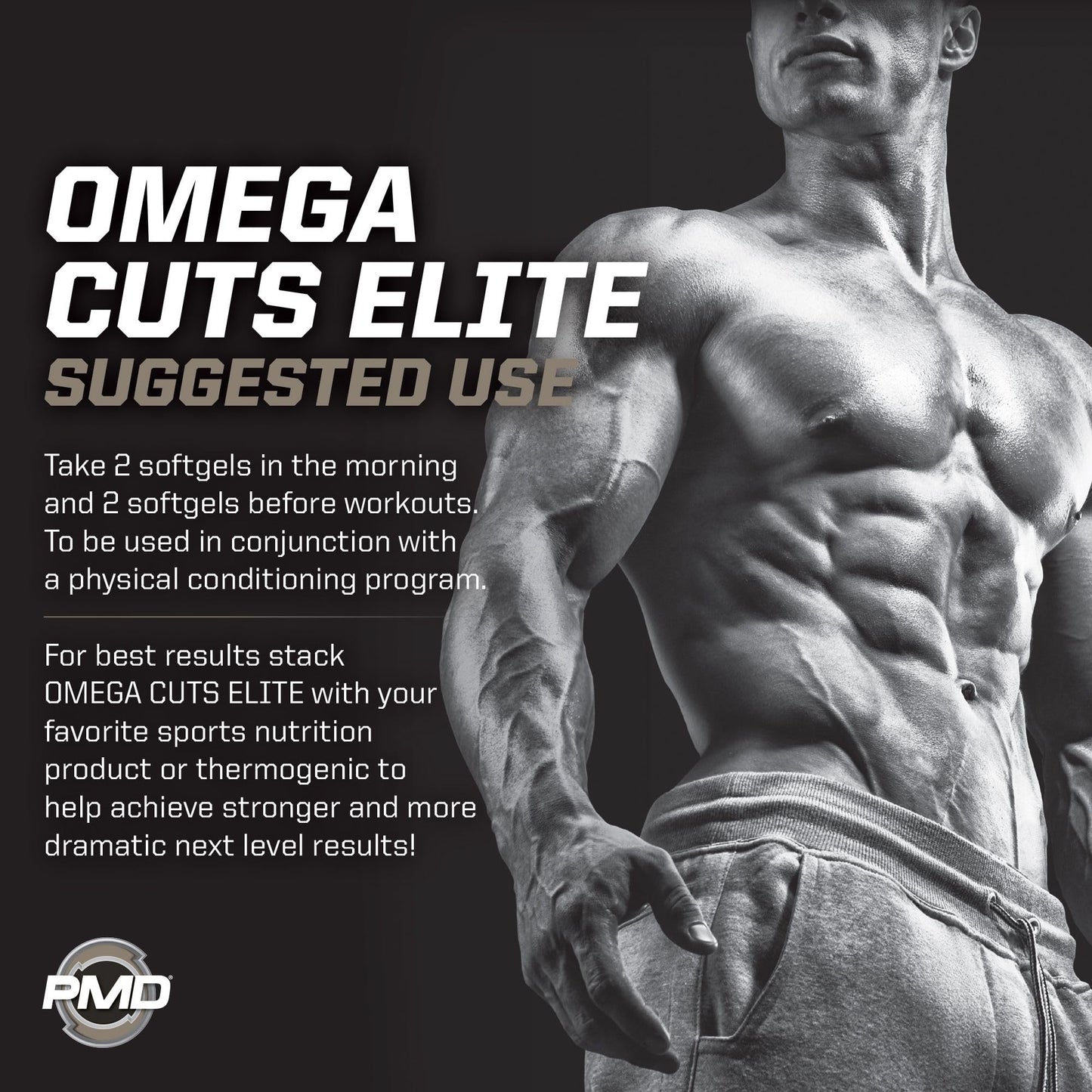PMD Omega Cuts Elite – Fat Loss & Muscle Definition Formula (180 Softgels) – Stimulant Free