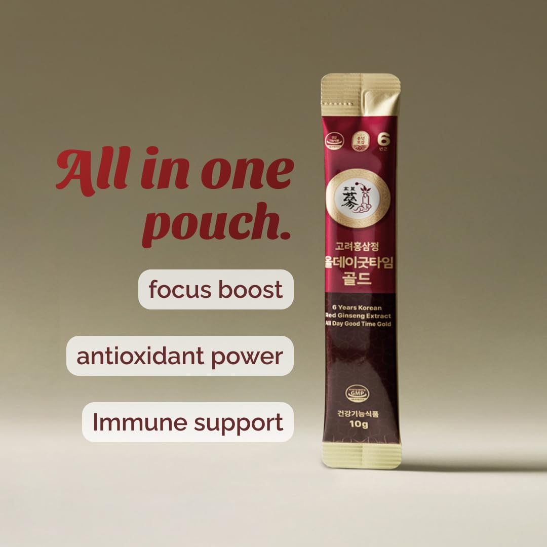 PNBG 6-Year Korean Red Ginseng Extract Shot – HACCP Certified, Caffeine Free, 12+ Herbal Ingredients | 100 Sticks