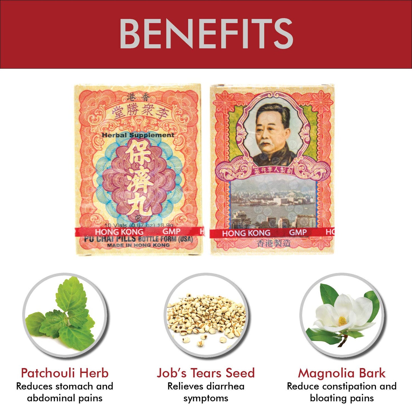 Li Chung Shing Tong Po Chai Pills – Herbal Immune & GI Support, 10 Vials, 3 Boxes