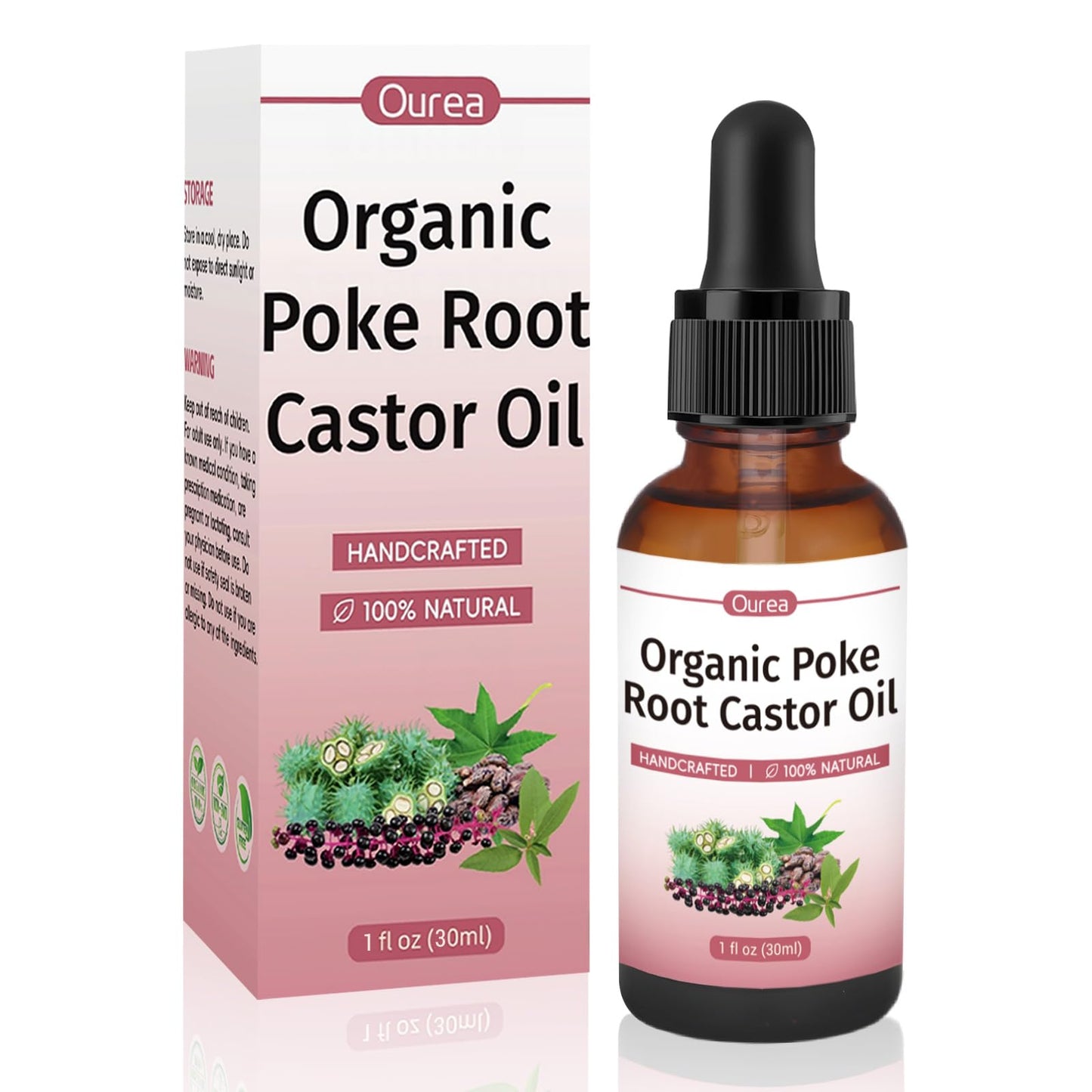 Poke Root & Castor Oil – 1 fl oz | Natural Lymphatic Support Massage Oil for Cysts, Fibroids, Breast Swelling & Joints