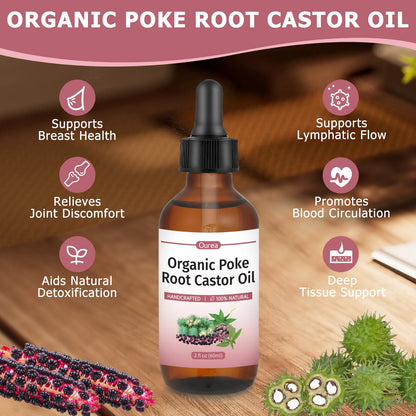 Organic Poke Root Castor Oil – 2 fl oz | Lymphatic Support & Women’s Health
