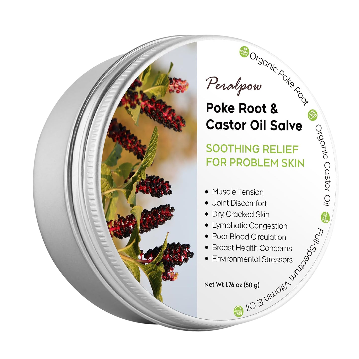 Poke Root & Castor Oil Salve - 1.76oz (50g) – Vegan Lymphatic Support Massage Balm