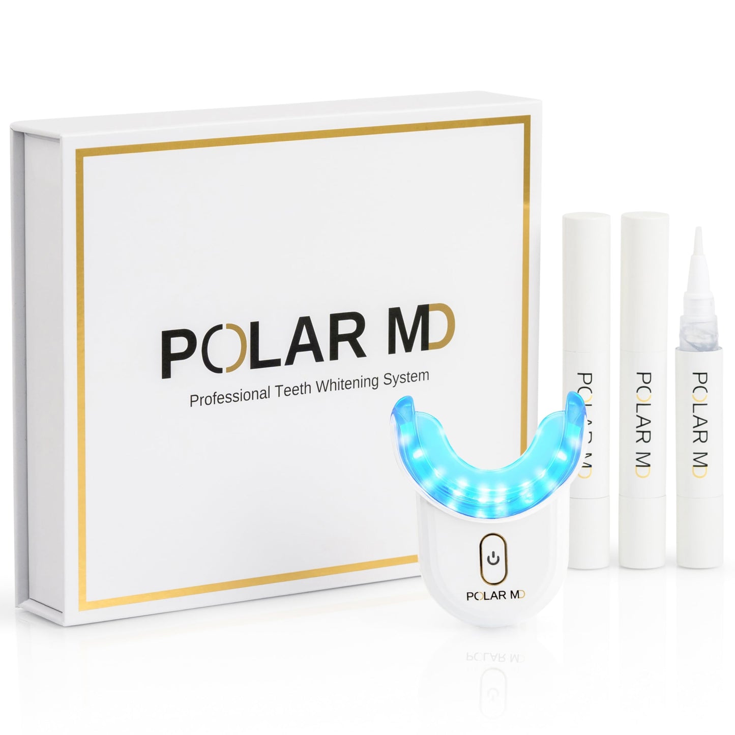Polar MD Teeth Whitening Kit – 1 Year Supply, 60 Treatments, Gel Pens, 32 LED Light