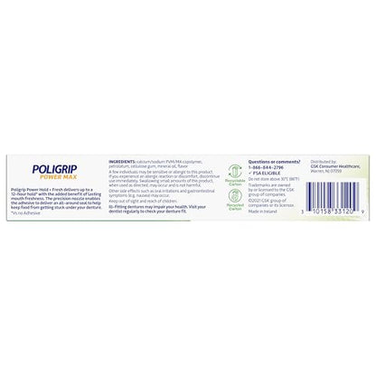 Poligrip Power Max Power Hold + Fresh Denture Cream – Premium Peppermint, 2.2 oz x 4
