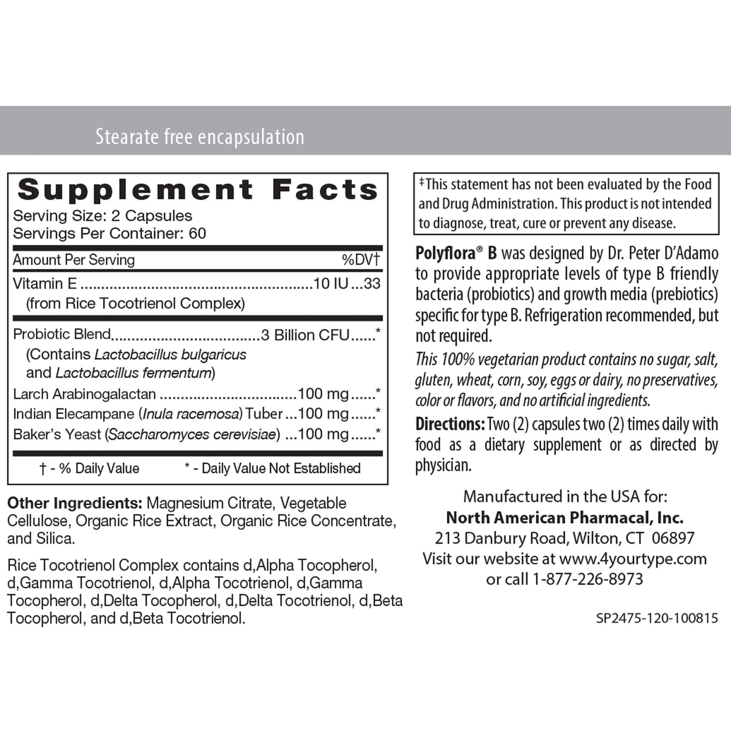 Polyflora B 120 VegCaps (POLY8) – Probiotic Supplement | 100% Veggie Capsules