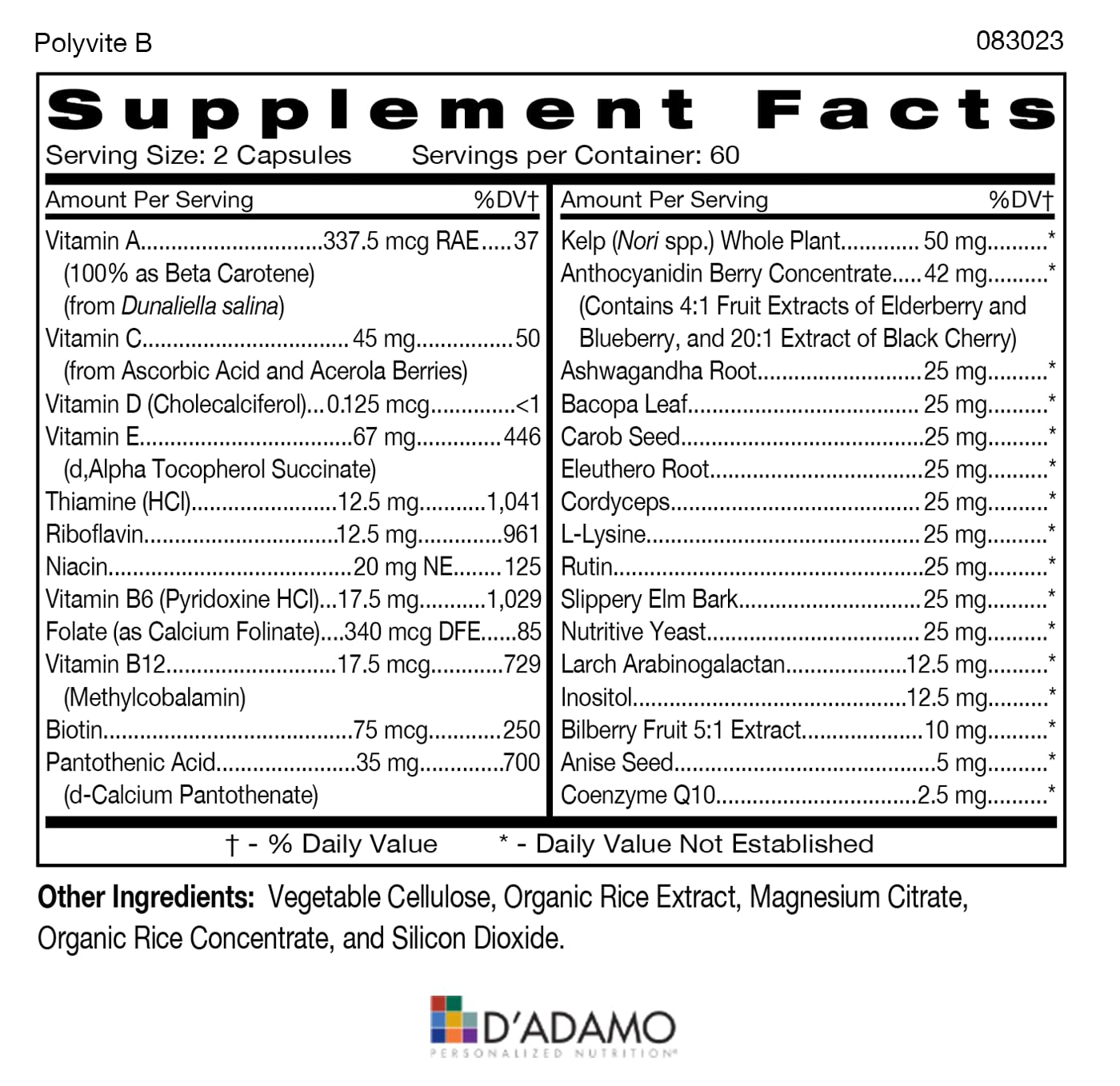 D'Adamo Personalized Nutrition - Optimal Health Stack for Blood Type B