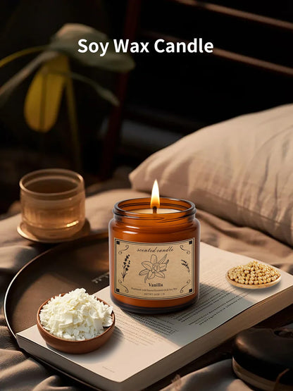 POOTES Scented Candles - 16oz Vanilla Soy Candle in Amber Jar | 100-Hour Burn Time