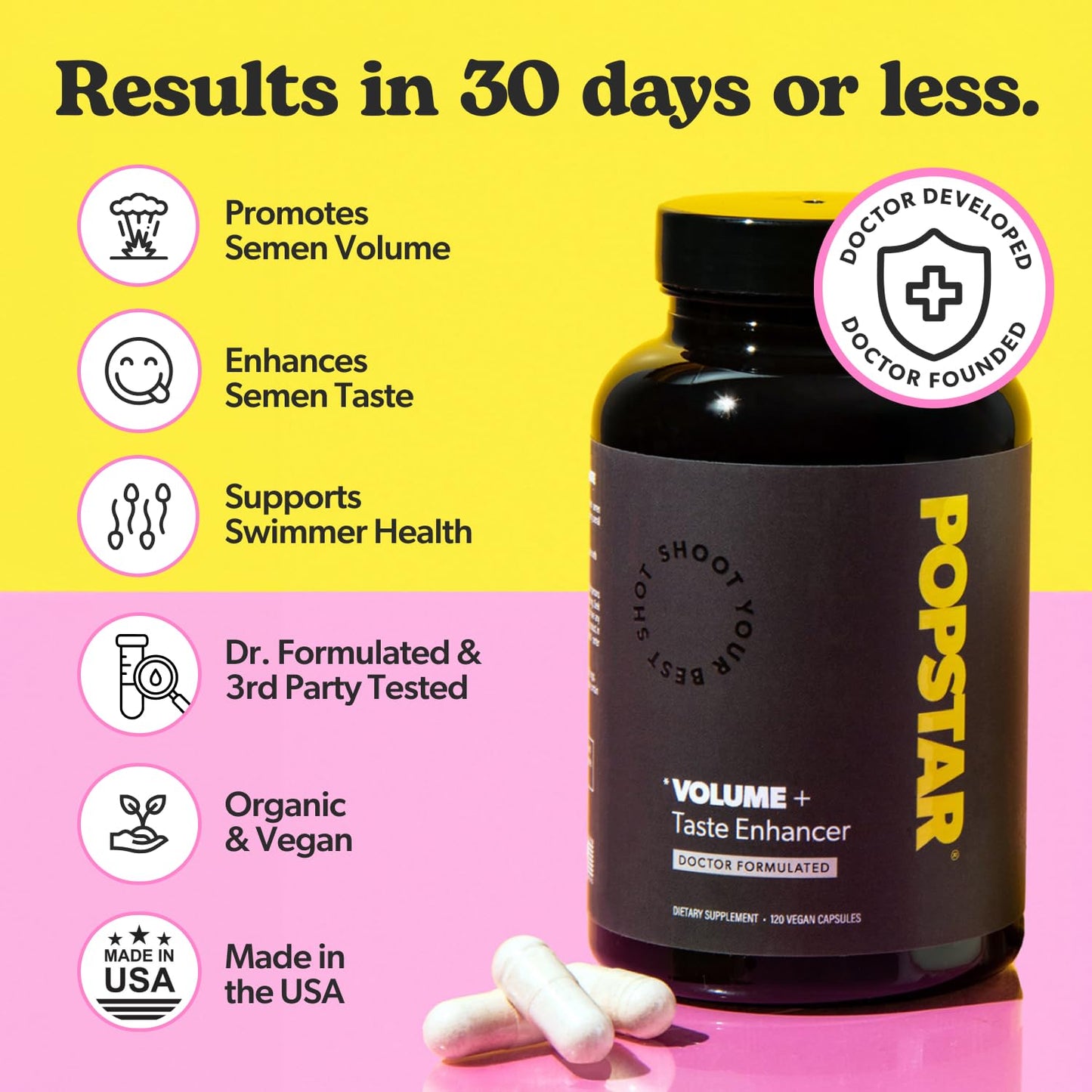 POPSTAR Labs Semen Volume Booster – Doctor Formulated, Vegan & Organic (1 Month)