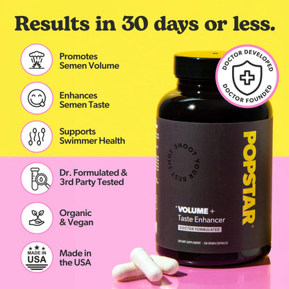 POPSTAR Labs Semen Volume Booster – Doctor-Formulated, 240 Capsules, Made in USA