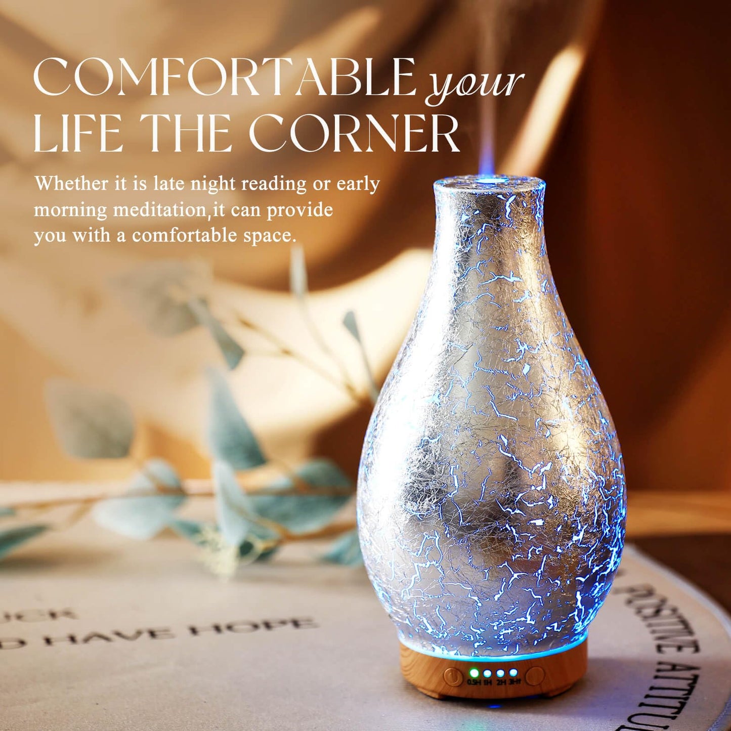 Porseme 100ml Silver-Plated Volcano Diffuser - BPA Free, 7 LED Colors, Waterless Auto-Off