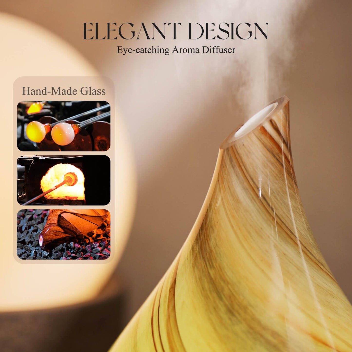 Porseme 150ml Glass Color-Changing Essential Oil Diffuser | Ultrasonic, Auto-Off