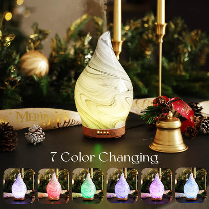 Porseme 150ml Glass Diffuser - Color Changing LED, 6h Run Time, Auto-Off (Ink)