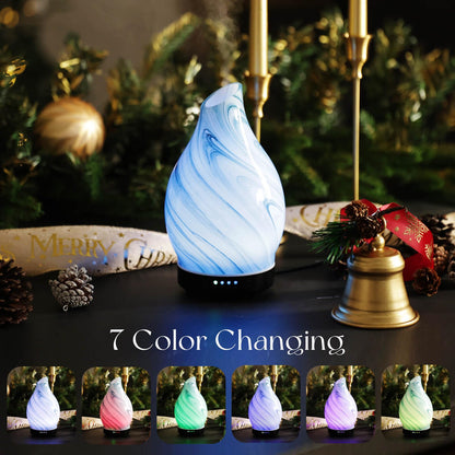 Porseme 150ml Glass Color Changing Essential Oil Diffuser - Ultrasonic Humidifier with Auto-Off