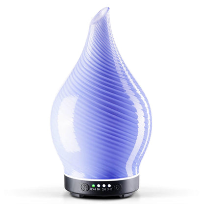 Porseme 150ml Glass Color-Changing Essential Oil Diffuser – Ultrasonic Humidifier, 6h Auto-Off (Pure Purple)