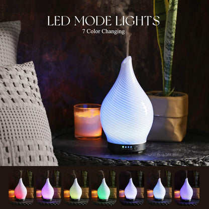Porseme 150ml Glass Color-Changing Essential Oil Diffuser – Ultrasonic Humidifier, 6h Auto-Off (Pure Purple)