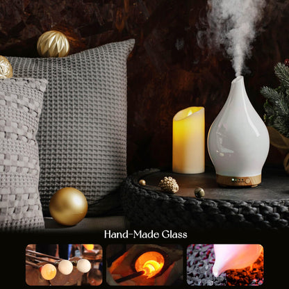 Porseme 150ml Glass Essential Oil Diffuser – Color Changing Aromatherapy Humidifier