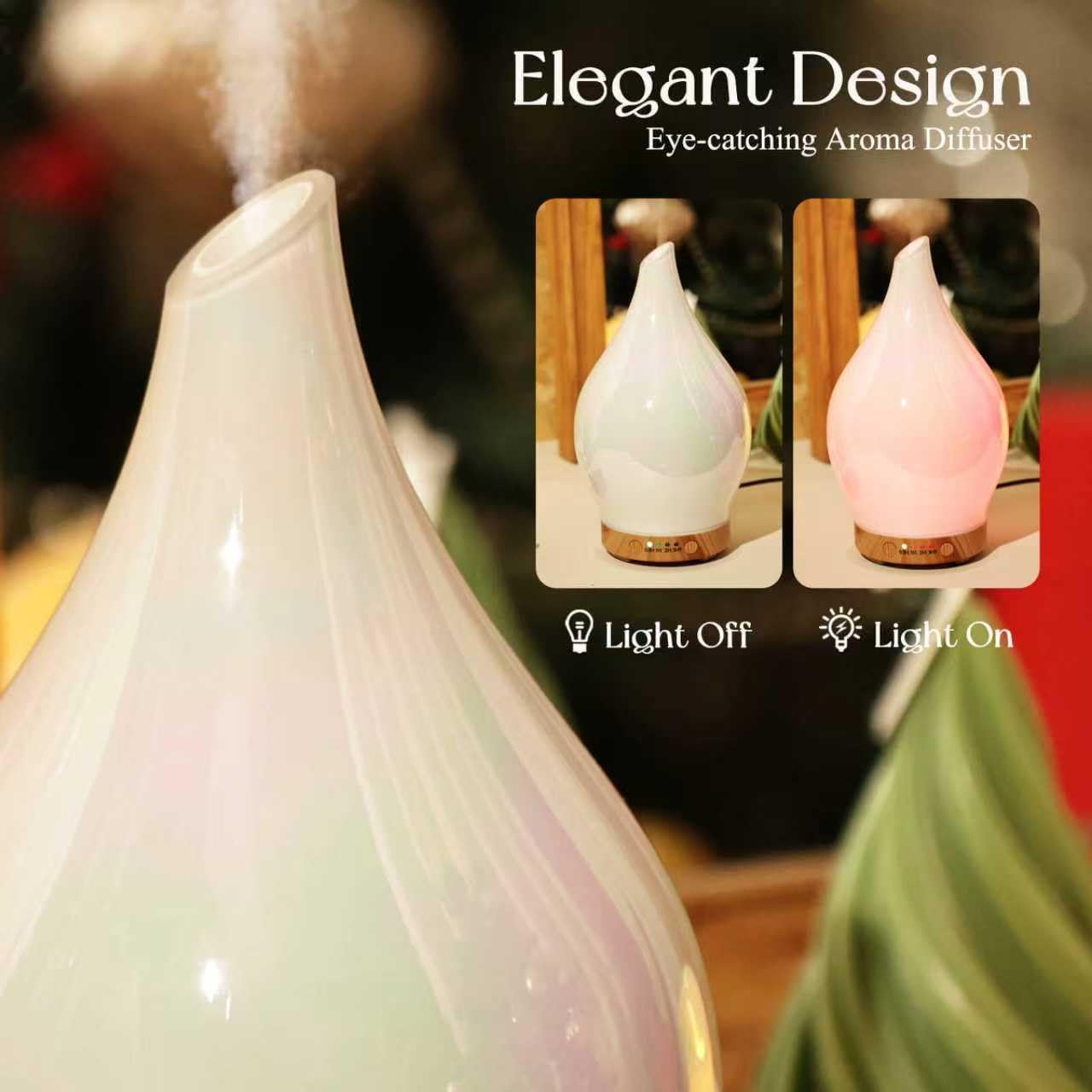 Porseme 150ml Glass Essential Oil Diffuser – Color Changing Aromatherapy Humidifier
