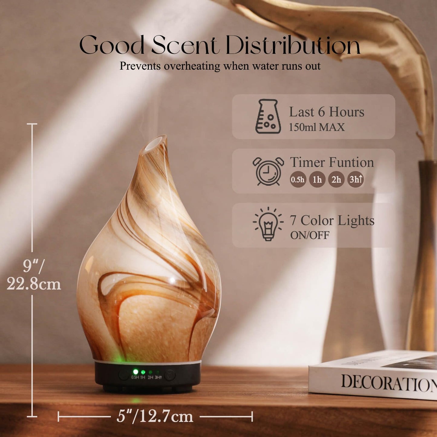 Porseme 150ml Glass Color-Changing Essential Oil Diffuser | Ultrasonic, Auto-Off