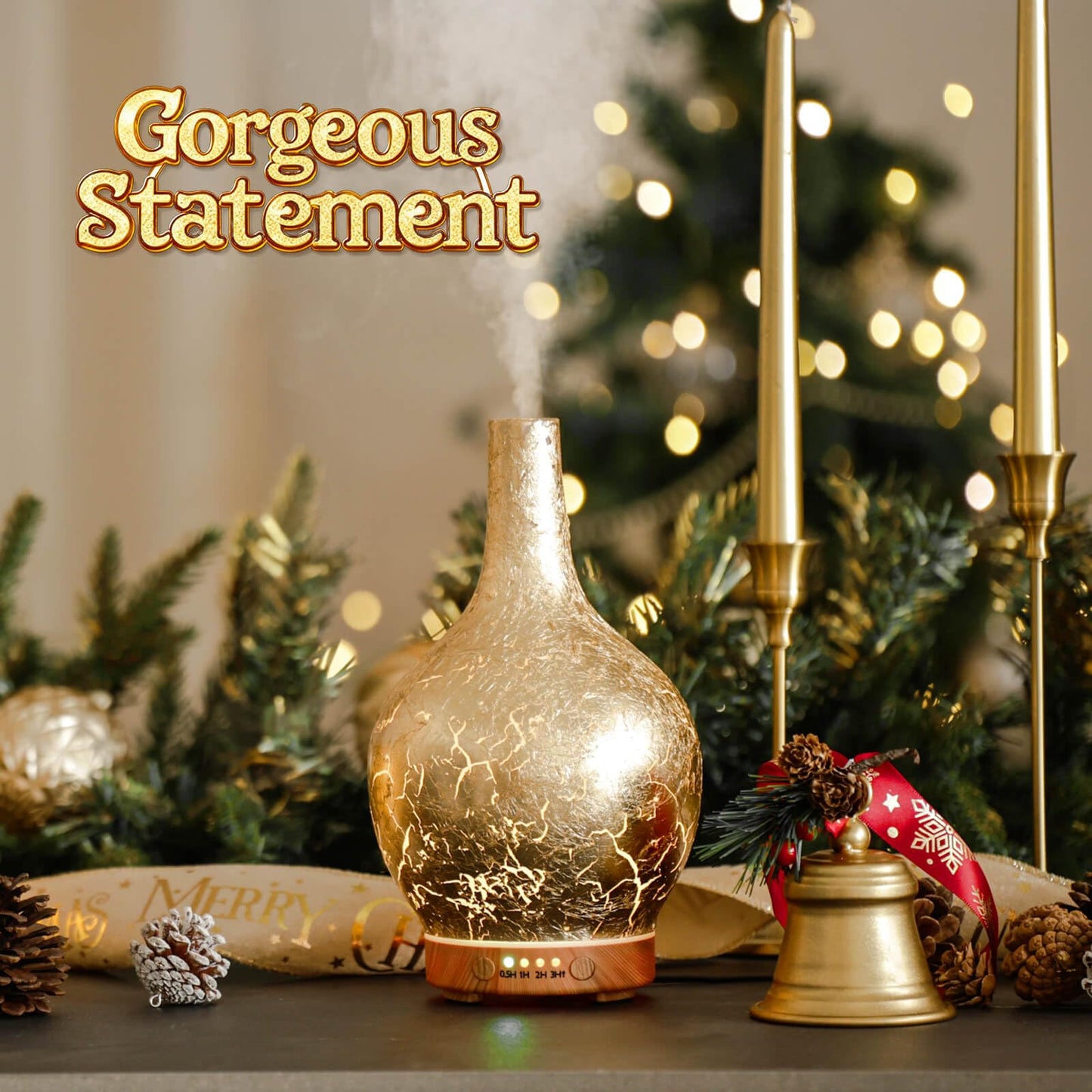 Porseme Gold Plated 150ml Essential Oil Diffuser | Ultrasonic Humidifier, Auto Shut-Off
