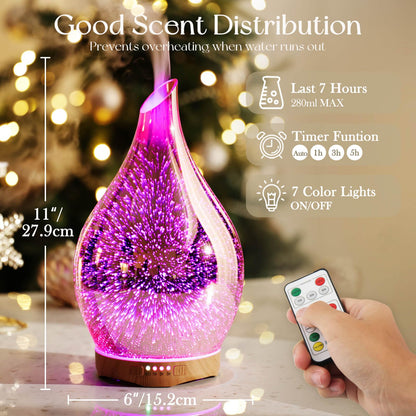 Porseme 280ml Essential Oil Diffuser with Remote - BPA Free Auto Shut-Off