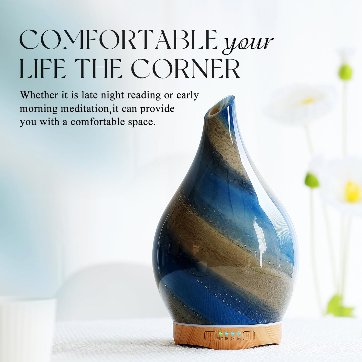 Porseme 280ml Essential Oil Diffuser – Galaxy Glass, Color Changing