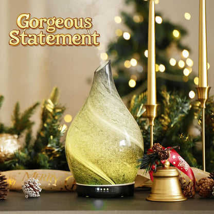 Porseme 280ml Glass Essential Oil Diffuser – Obsidian | Color Changing LED, Auto-Off