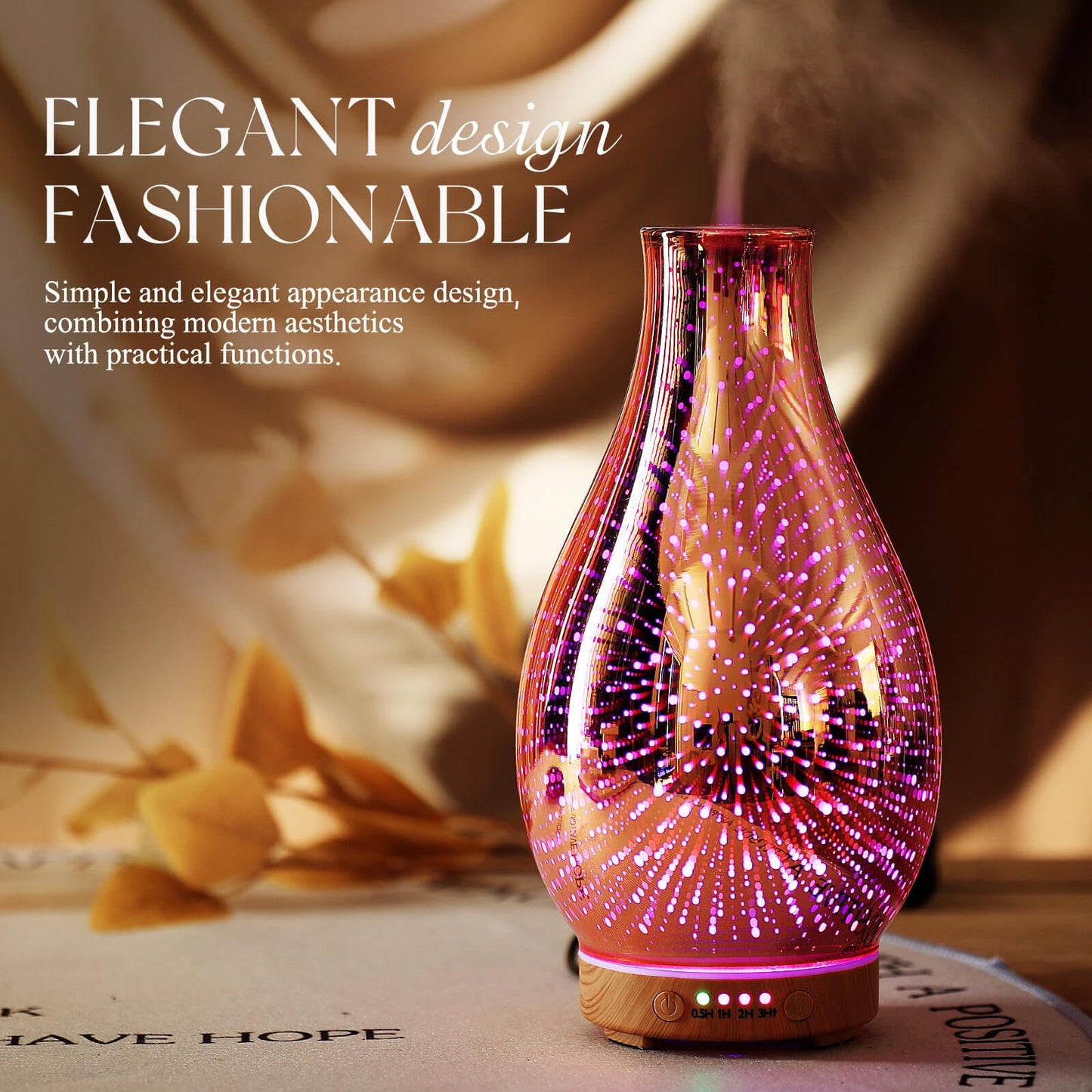 Porseme Essential Oil Diffuser 100ml | 3D Glass Ultrasonic Humidifier