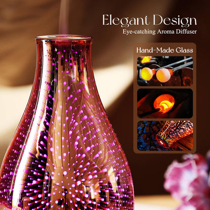 Porseme Essential Oil Diffuser 100ml | 3D Glass Ultrasonic Humidifier