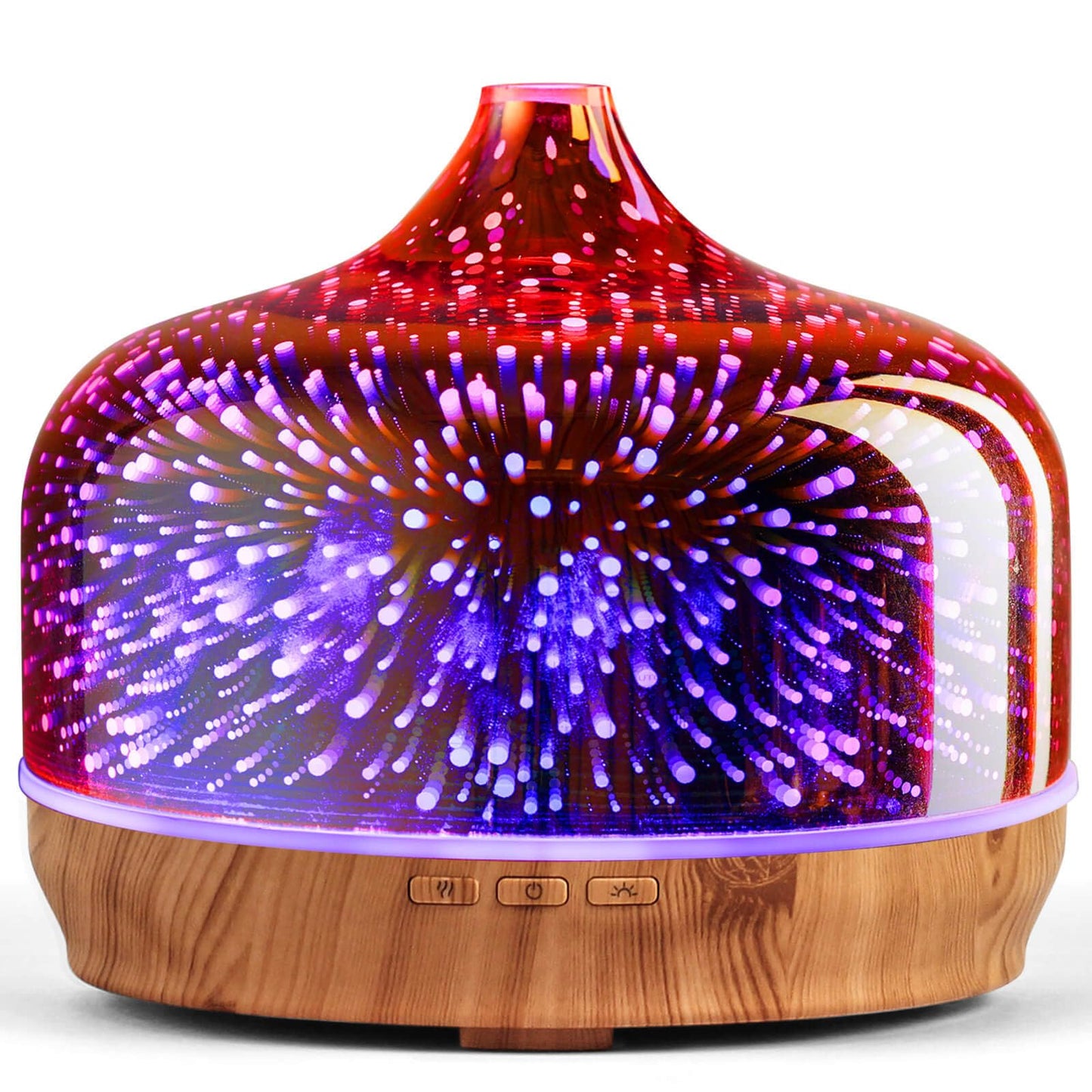 Porseme 500ml Glass Essential Oil Diffuser – 3D Firework Design, Ultrasonic Humidifier, Auto Shut-Off, BPA Free