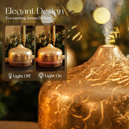 Porseme 500ml Gold Plated Glass Diffuser - Aromatherapy Ultrasonic Humidifier