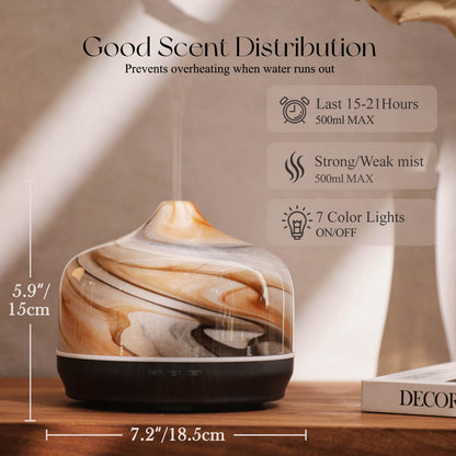 Porseme 500ml Glass Essential Oil Diffuser – Ultrasonic Humidifier, Auto-Off