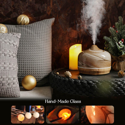 Porseme 500ml Glass Essential Oil Diffuser – Desert Starry Glass, Ultrasonic Humidifier, 15-21h Run Time