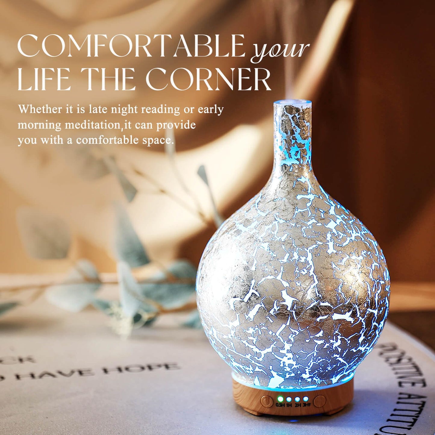 Porseme 150ml Silver Plated Glass Essential Oil Diffuser | Auto Shut-Off, BPA Free