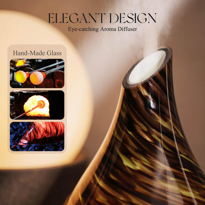 Porseme 280ml Glass Diffuser - Dark Golden, Color-Changing, 7h Auto-Off