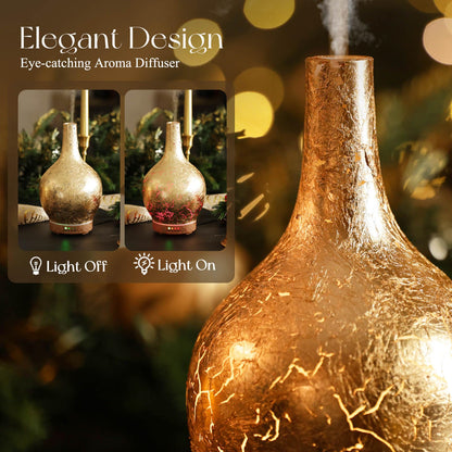 Porseme Gold Plated 150ml Essential Oil Diffuser | Ultrasonic Humidifier, Auto Shut-Off