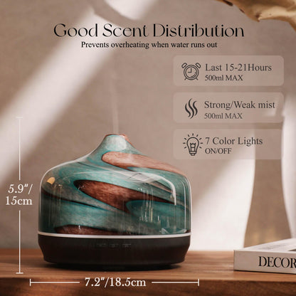 Porseme 500ml Glass Essential Oil Diffuser - Teal Green