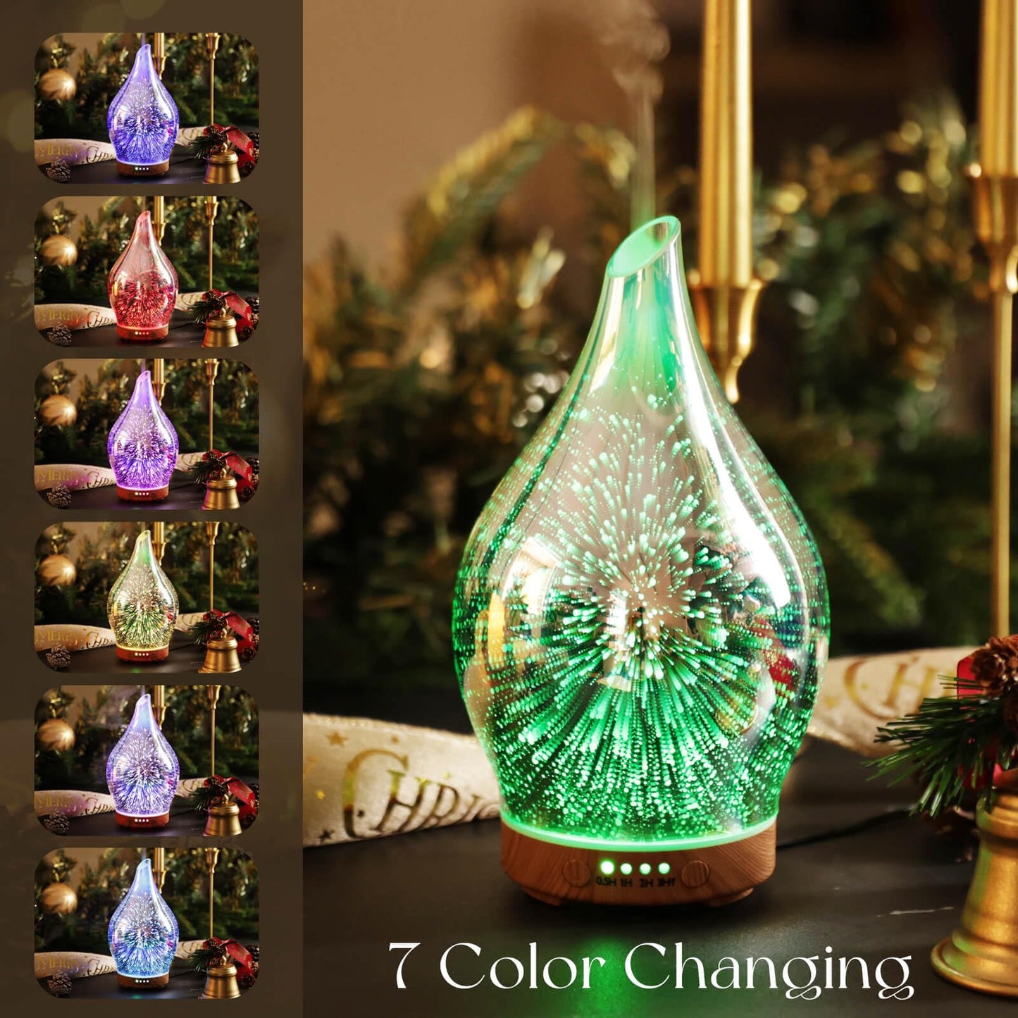Porseme 150ml Oil Diffuser – 3D Glass Ultrasonic Humidifier | Auto Shut-Off