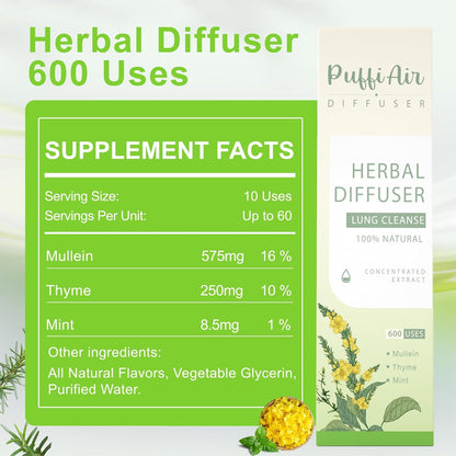PUFFIAIR Inner Balance Duo Herbal Diffuser Pen Set | Mullein Cleanse Inspired Blend for Daily Reset | Green Purple | 2 Count