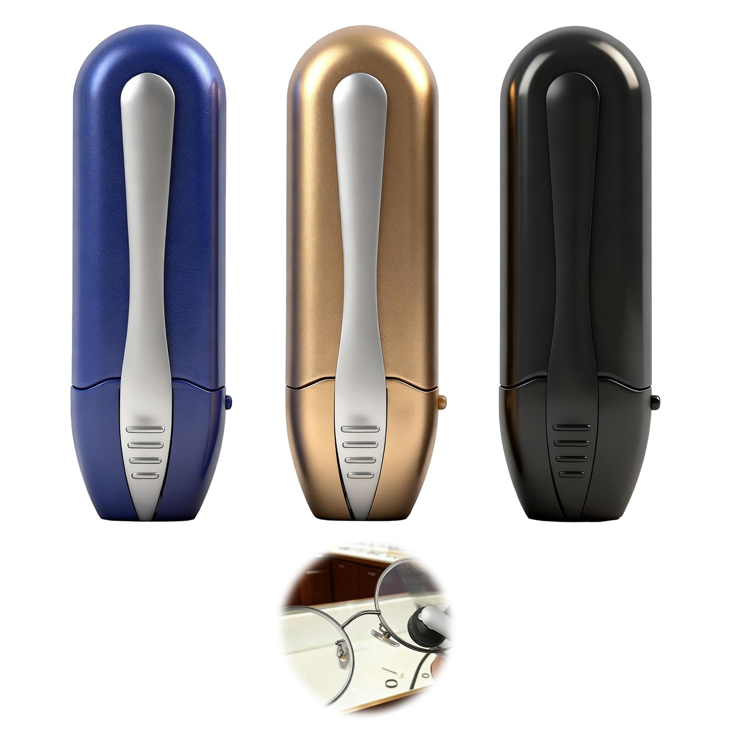3-Pcs Portable Microfiber Eyeglass Cleaner – Compact Lens Cleaner with Carbon Microfiber Technology (Black, Blue & Gold)