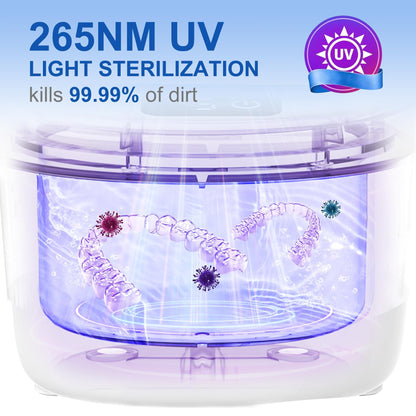Professional Ultrasonic Retainer Cleaner 45kHz – Portable 190ml, Clean Retainers, Aligners, Dentures